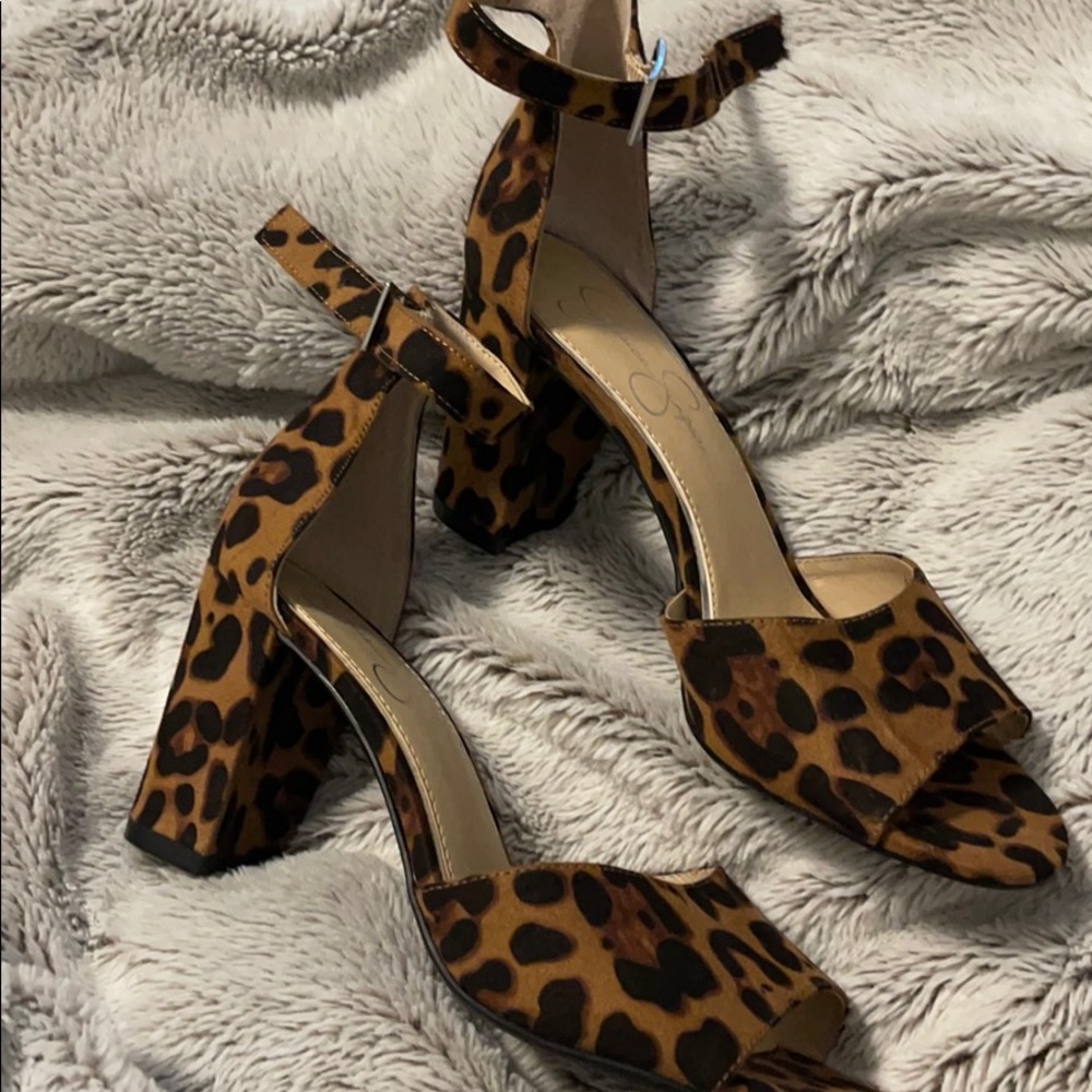 Jessica Simpson Sherron Block-Heel Sandals Leopard